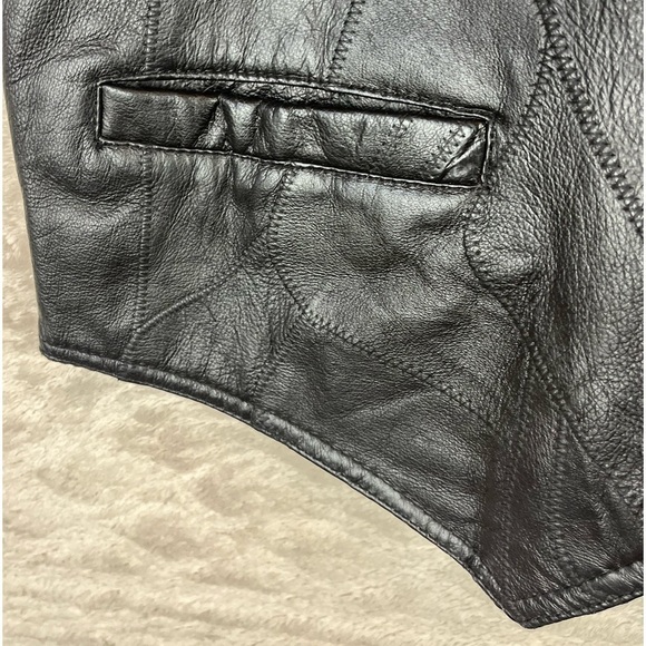 Vintage Biker Leather Vest Navarre Leather Co Patchwork STAR MOTORCYCLES - Picture 5 of 15